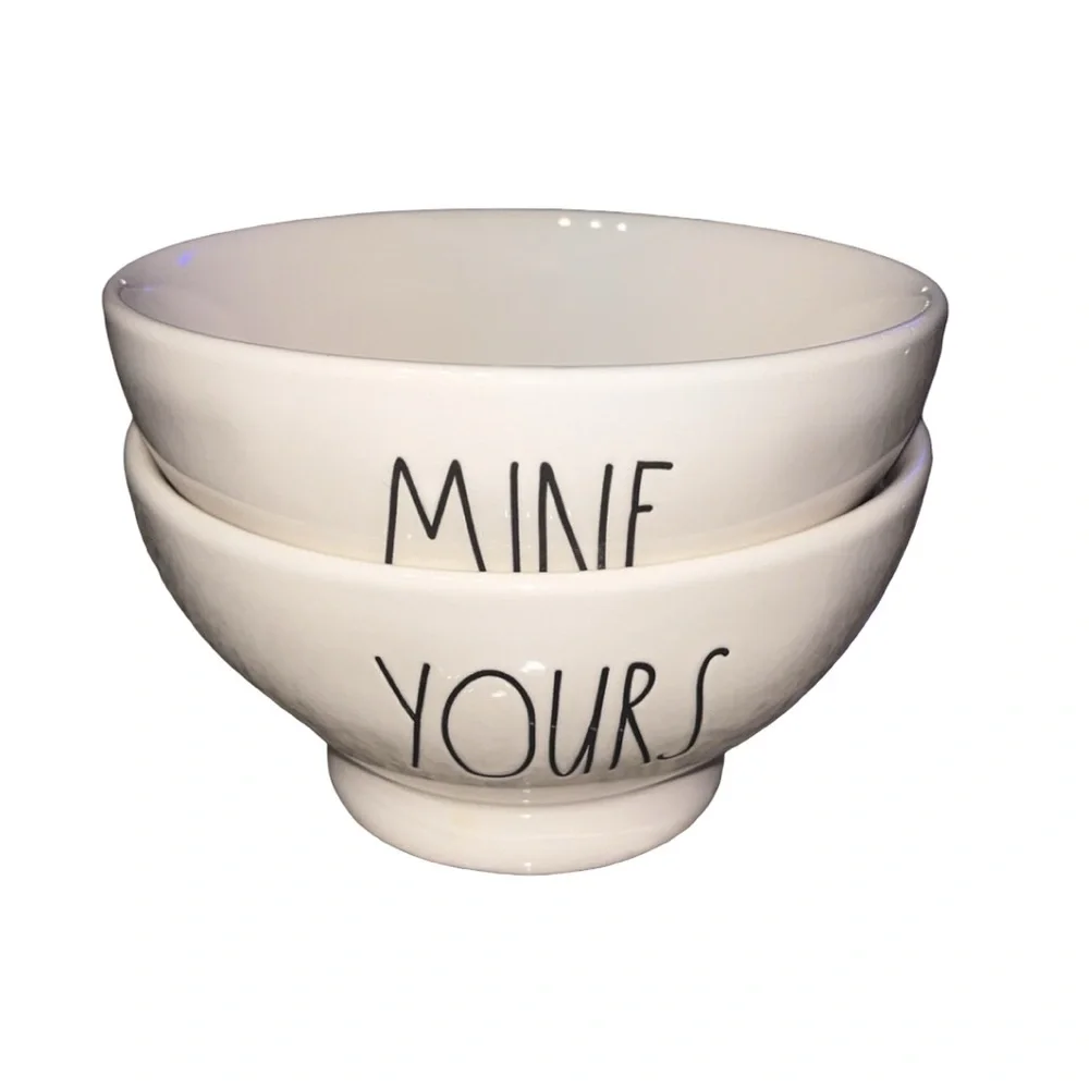 Rae Dunn Bowls Yours Mine‎ Cereal Soup Artisan Collection Set of 2